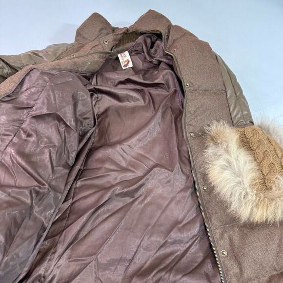 Artka Crazy in Life Coat Womens Medium Brown Tan Puffer Faux Fur Pockets Belt - Picture 6 of 13